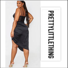 Load image into Gallery viewer, Black Lace Side Ruched Midi Dress
