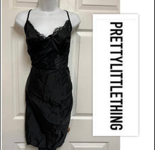Load image into Gallery viewer, Black Lace Side Ruched Midi Dress
